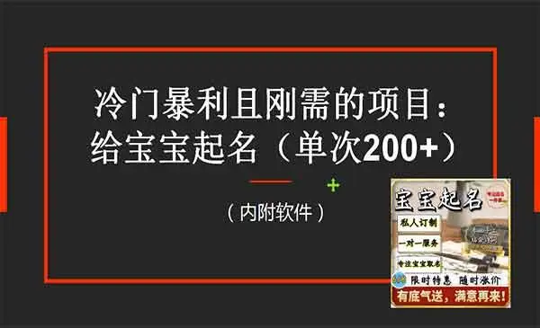 冷门暴利项目：给宝宝起名（一单200+）内附教程+工具